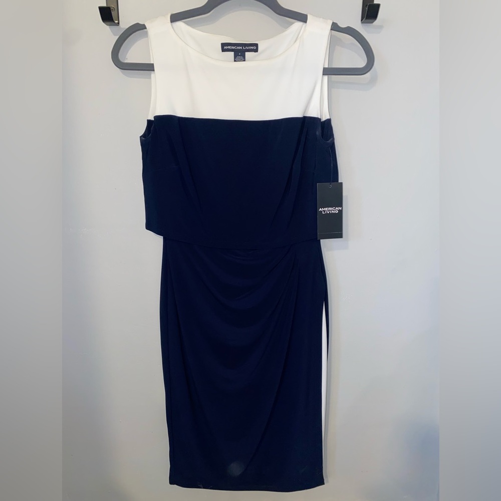 Navy and white dress